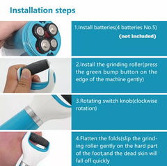 Velvet Smooth Pedi Diamond Crystals Electric Foot File Hard Skin Remover-Blue Brush Manicure Lightweight